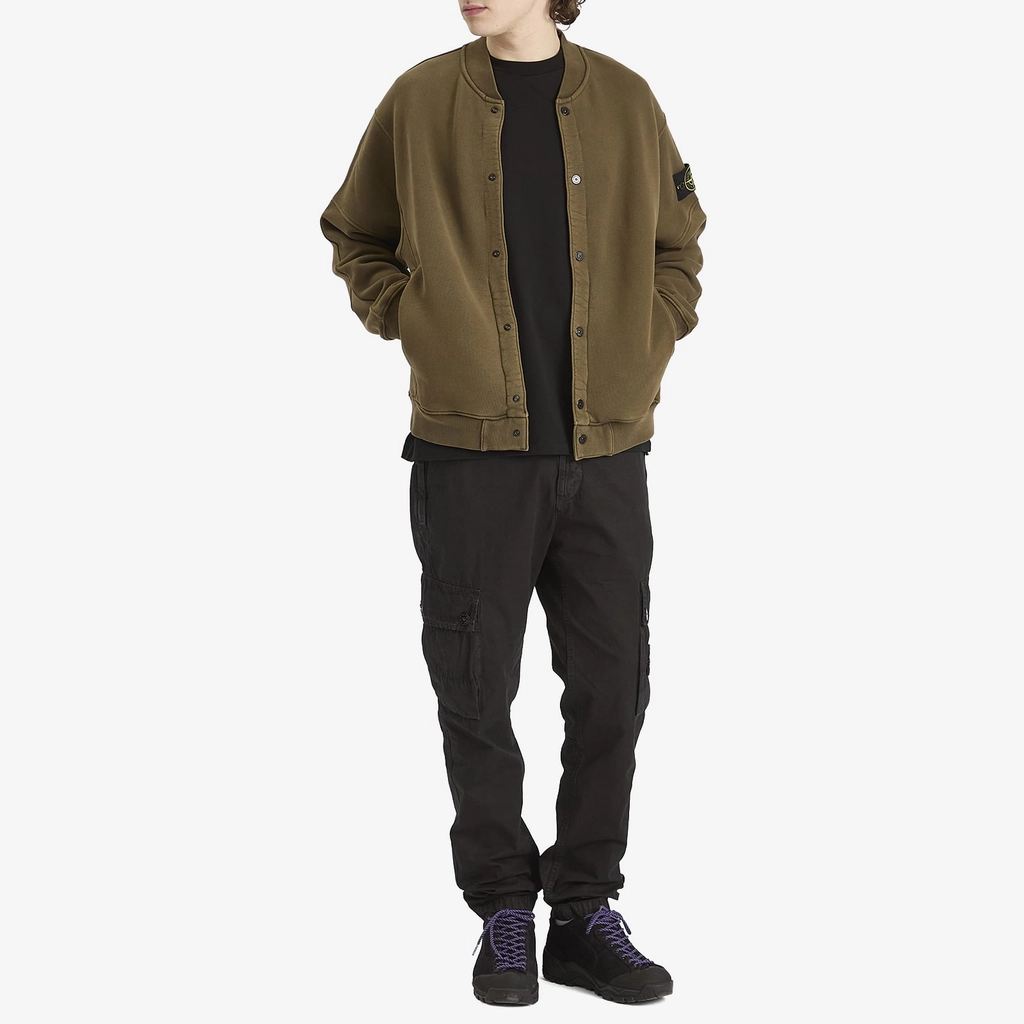 Stone Island Men's Old Effect Fleece Bomber Jacket Military Green